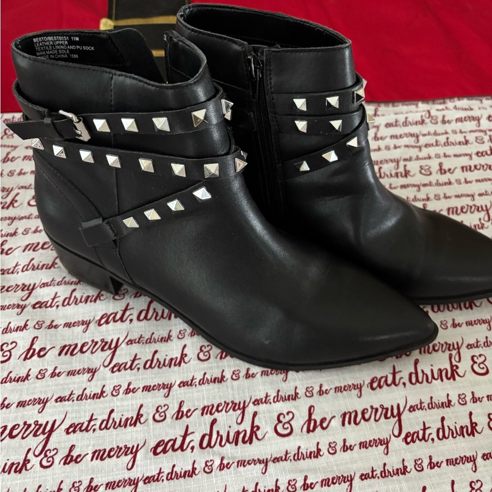 Steve Madden Black Studded Ankle Booties